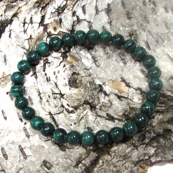 Natural Malachite Gemstone Bracelet - Picture 3 of 4